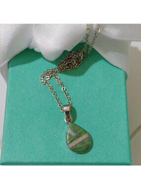 Mojave Turquoise & Opal Microcut Pendant Necklace by Victor Chee Navajo